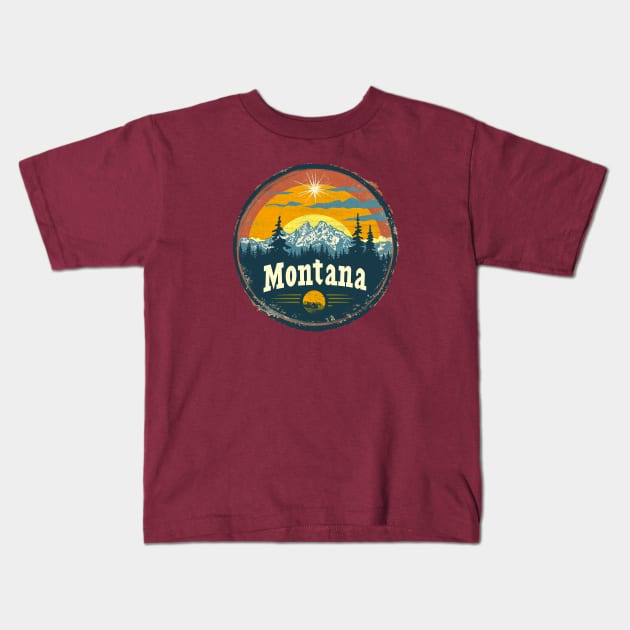Montana Outdoor Adventures Kids T-Shirt by Wintrly